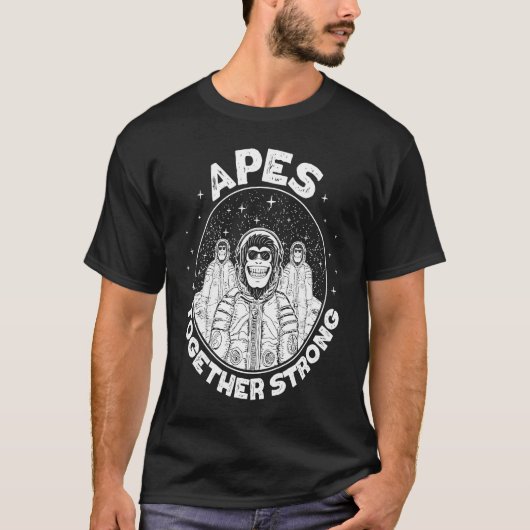 Crypto Apes 団結して強く 月へ向かうサル Tシャツ (正面)