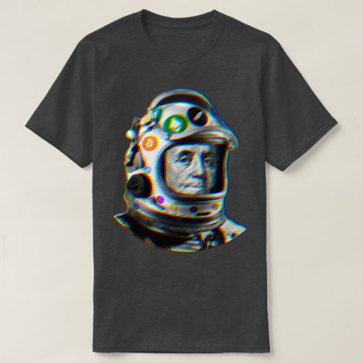 Crypto Benjamin Cyber宇宙飛行士Miner Glitch Tシャツ (デザイン正面)