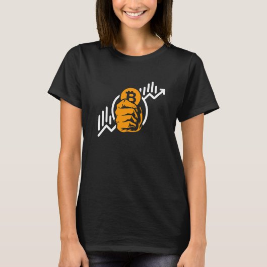 Crypto Bitcoin Coin Rise Symbol Blockchain Invest Tシャツ (正面)