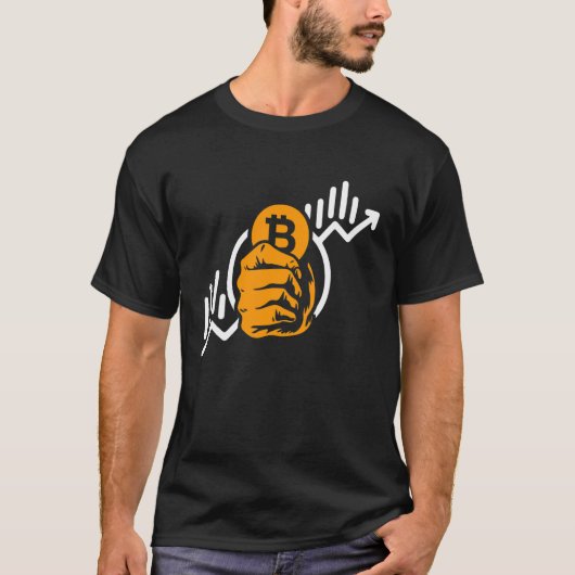 Crypto Bitcoin Coin Rise Symbol Blockchain Invest Tシャツ (正面)