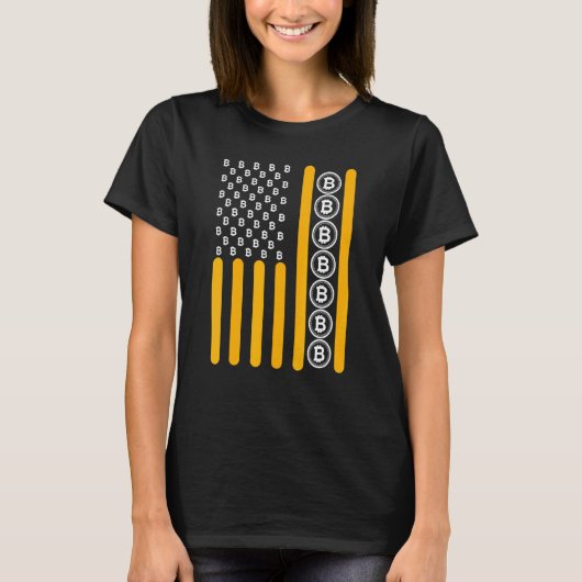 Crypto Bitcoin Cryptocurrency Blockchain Hodlフラグ Tシャツ (正面)