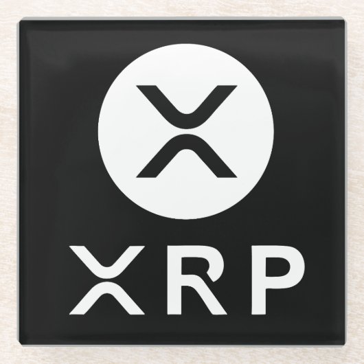 Crypto Black and White Favy XRP Upscale ガラスコースター (正面)