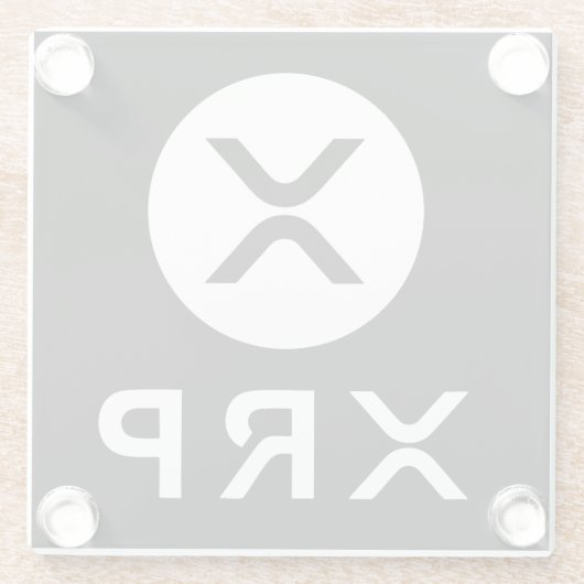 Crypto Black and White Favy XRP Upscale ガラスコースター (裏面)