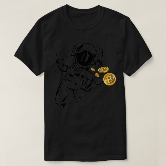 Crypto BTCに到達するBitcoin宇宙飛行士の追跡 Tシャツ (デザイン正面)