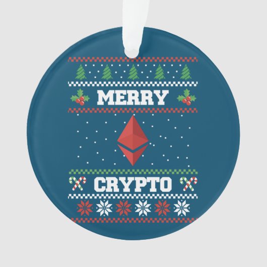 Crypto Ethereumメリー醜いクリスマスセーター オーナメント (正面)