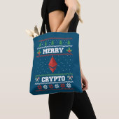Crypto Ethereumメリー醜いクリスマスセーター トートバッグ (クローズアップ)