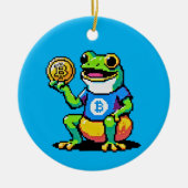 Crypto Frog – ピクセルおもしろいアートデジタル通貨 セラミックオーナメント (正面)