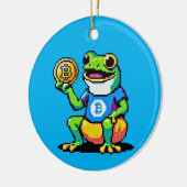 Crypto Frog – ピクセルおもしろいアートデジタル通貨 セラミックオーナメント (左)