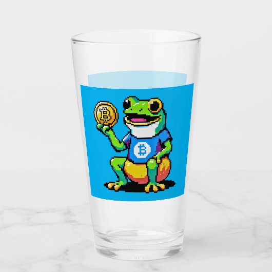 Crypto Frog – ピクセルおもしろいアートデジタル通貨 タンブラーグラス (正面)