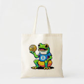 Crypto Frog – ピクセルおもしろいアートデジタル通貨 トートバッグ (正面)