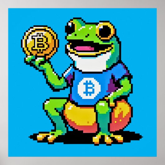 Crypto Frog – ピクセルおもしろいアートデジタル通貨 ポスター (正面)