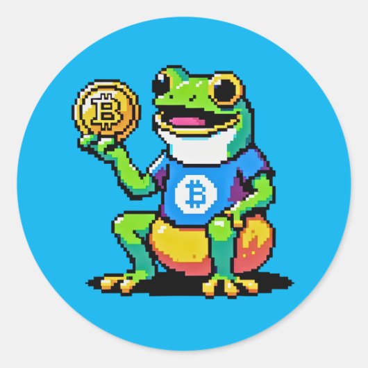 Crypto Frog – ピクセルおもしろいアートデジタル通貨 ラウンドシール (正面)