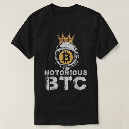 Crypto King Astronaut Bitcoin Design Tシャツ (デザイン正面)