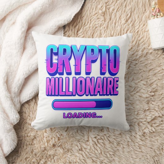 Crypto Millionaire Loading | Neon Digital Currency クッション (ブランケット)