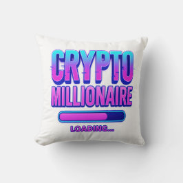 Crypto Millionaire Loading | Neon Digital Currency クッション