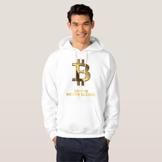 Crypto Never Sleeps Bitcoin Hoodie パーカ (正面フル)