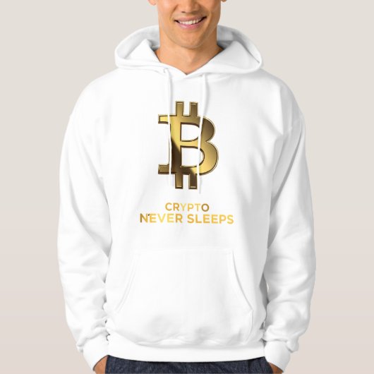 Crypto Never Sleeps Bitcoin Hoodie パーカ (正面)