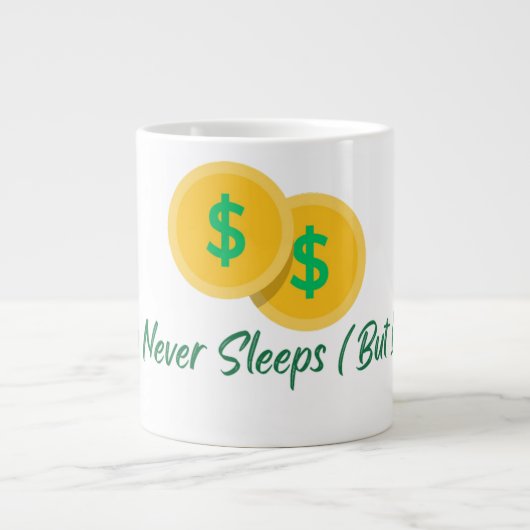 Crypto Never Sleeps But I Do Mug ジャンボコーヒーマグカップ (正面)