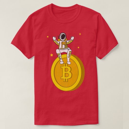 Crypto WorldBitcoin BTCデジタル通貨宇宙飛行士 Tシャツ (デザイン正面)
