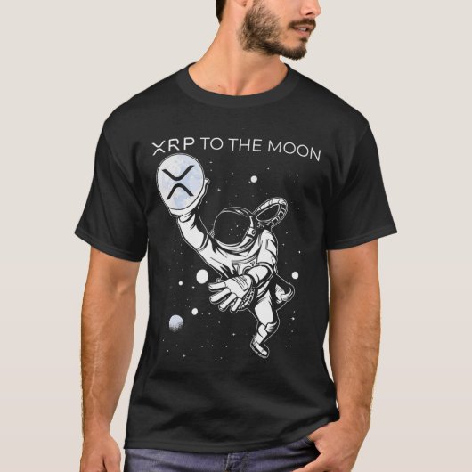 Crypto XRP Ripple to the Moon Internet Money coins Tシャツ (正面)