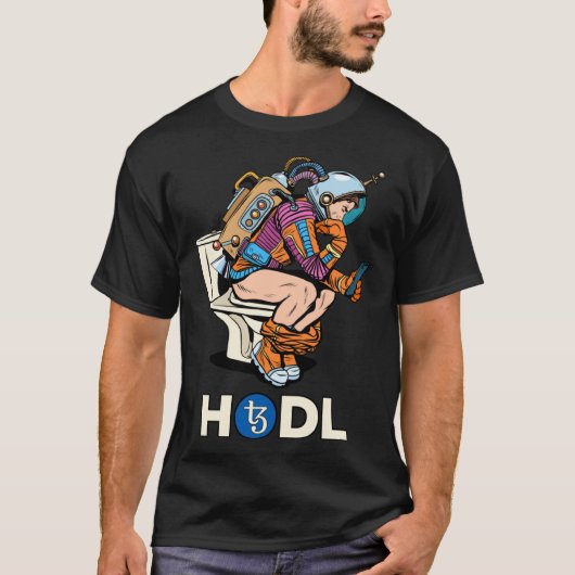 CryptocurrencyトークテゾスHODL XTZ宇宙マンへ Tシャツ (正面)