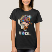 Cryptocurrency Aave HODL Space Man On Toilet Merch Tシャツ (正面)
