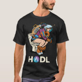 Cryptocurrency Aave HODL Space Man On Toilet Merch Tシャツ (正面)