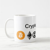Cryptocurrency (Bitcoin、Ethereum、Litecoin)のマグ コーヒーマグカップ (左)
