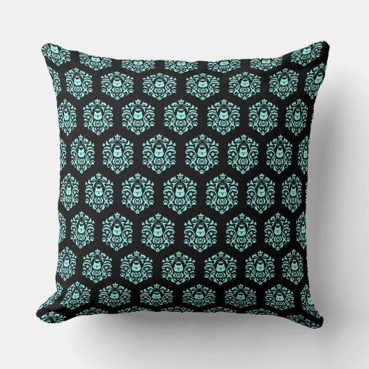 Cryptocurrency MonaCoin MonaDamask Pattern Blue クッション (正面)