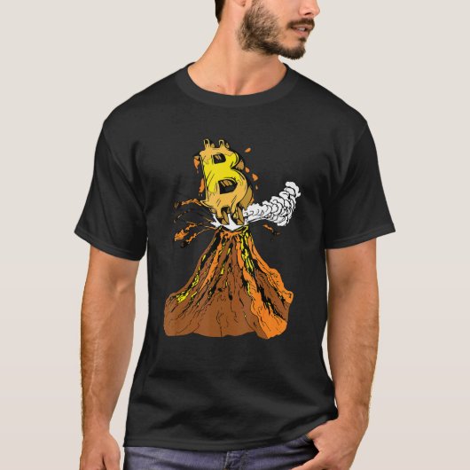 Cryptocurrency TraのCrypto Bitcoin火山ミーム Tシャツ (正面)