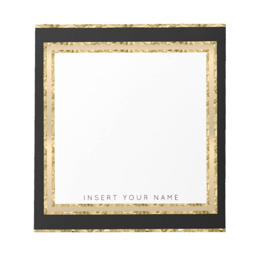 Crystal金ゴールドパーソナライズされたブラックメモ帳5.5インチx 6インチ ノートパッド (正面)