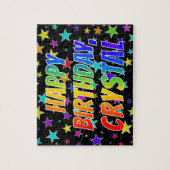 「CRYSTAL」名、おもしろい「ハッピーバースデー」 ジグソーパズル (縦)