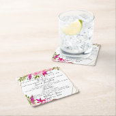 crystal 結婚'sバラパーティー/s結婚サンキュー スクエアペーパーコースター (インサイチュ)