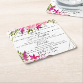 crystal 結婚'sバラパーティー/s結婚サンキュー スクエアペーパーコースター (アングル)