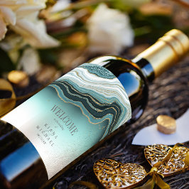 Crystal Agateの結婚ウェルカムティール(緑がかった色)ID825 ワインラベル