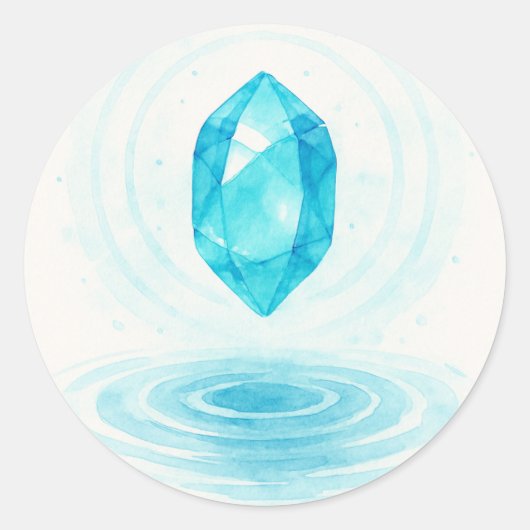 Crystal and Water Sticker – Peaceful Energy Aesthe ラウンドシール (正面)