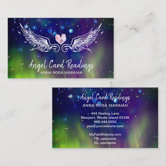 *~* Crystal Angel Wings宇宙ハート抽象芸術 名刺 (正面/裏面)