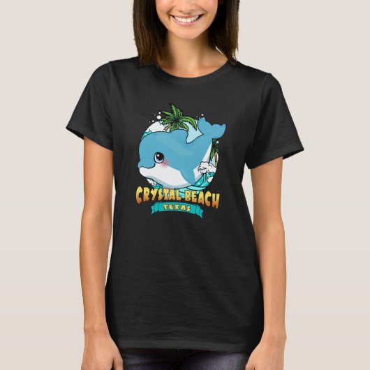 CRYSTAL BEACH TEXAS Cute Baby Dolphin Beach Souven Tシャツ (正面)