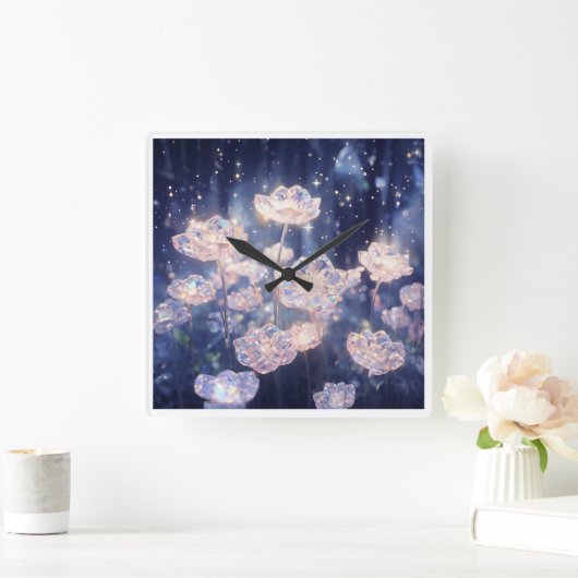 Crystal Bloom スクエア壁時計 (ホーム)