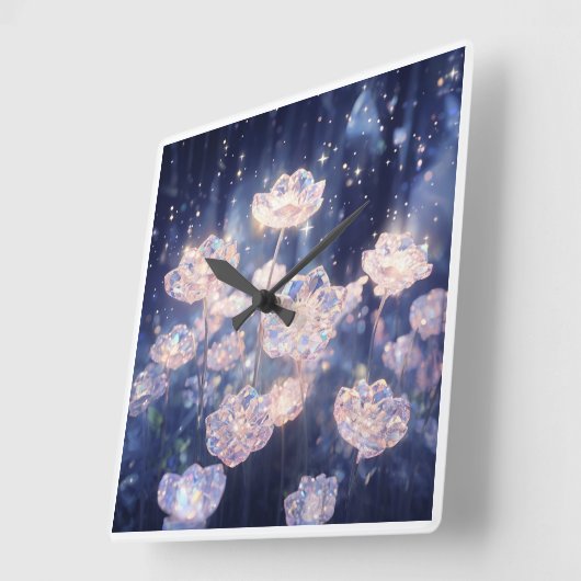 Crystal Bloom スクエア壁時計 (傾斜)