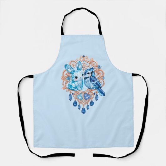 Crystal Blue Bunny and Blue Jay Heart エプロン (正面)