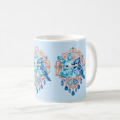 Crystal Blue Bunny and Blue Jay Heart コーヒーマグカップ (正面右)