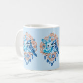 Crystal Blue Bunny and Blue Jay Heart コーヒーマグカップ (正面左)