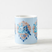 Crystal Blue Bunny and Blue Jay Heart コーヒーマグカップ (中央)