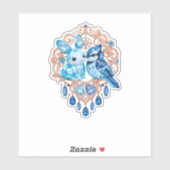 Crystal Blue Bunny and Blue Jay Heart シール (シート)