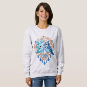 Crystal Blue Bunny and Blue Jay Heart スウェットシャツ (正面フル)