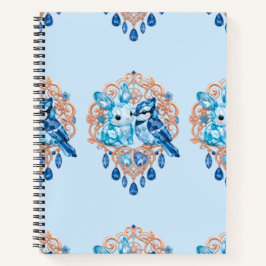 Crystal Blue Bunny and Blue Jay Heart ノートブック