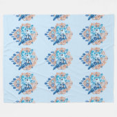 Crystal Blue Bunny and Blue Jay Heart フリースブランケット (正面(横))