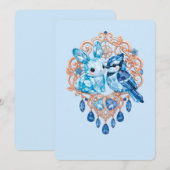Crystal Blue Bunny and Blue Jay Heart 招待状 (正面/裏面)