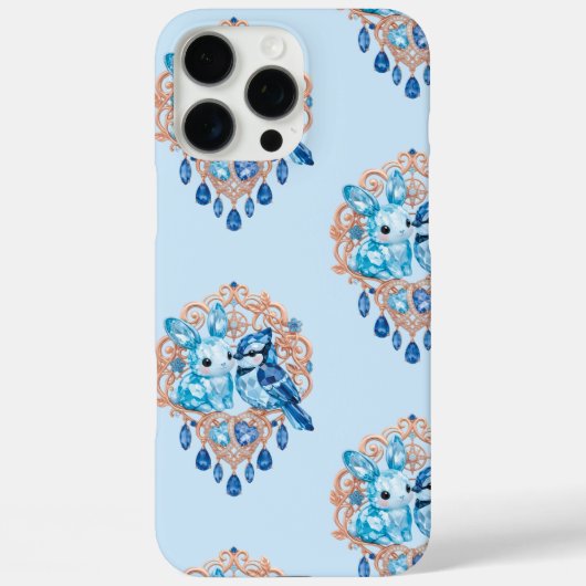 Crystal Blue Bunny and Blue Jay Heart Case-Mate iPhoneケース (裏面)